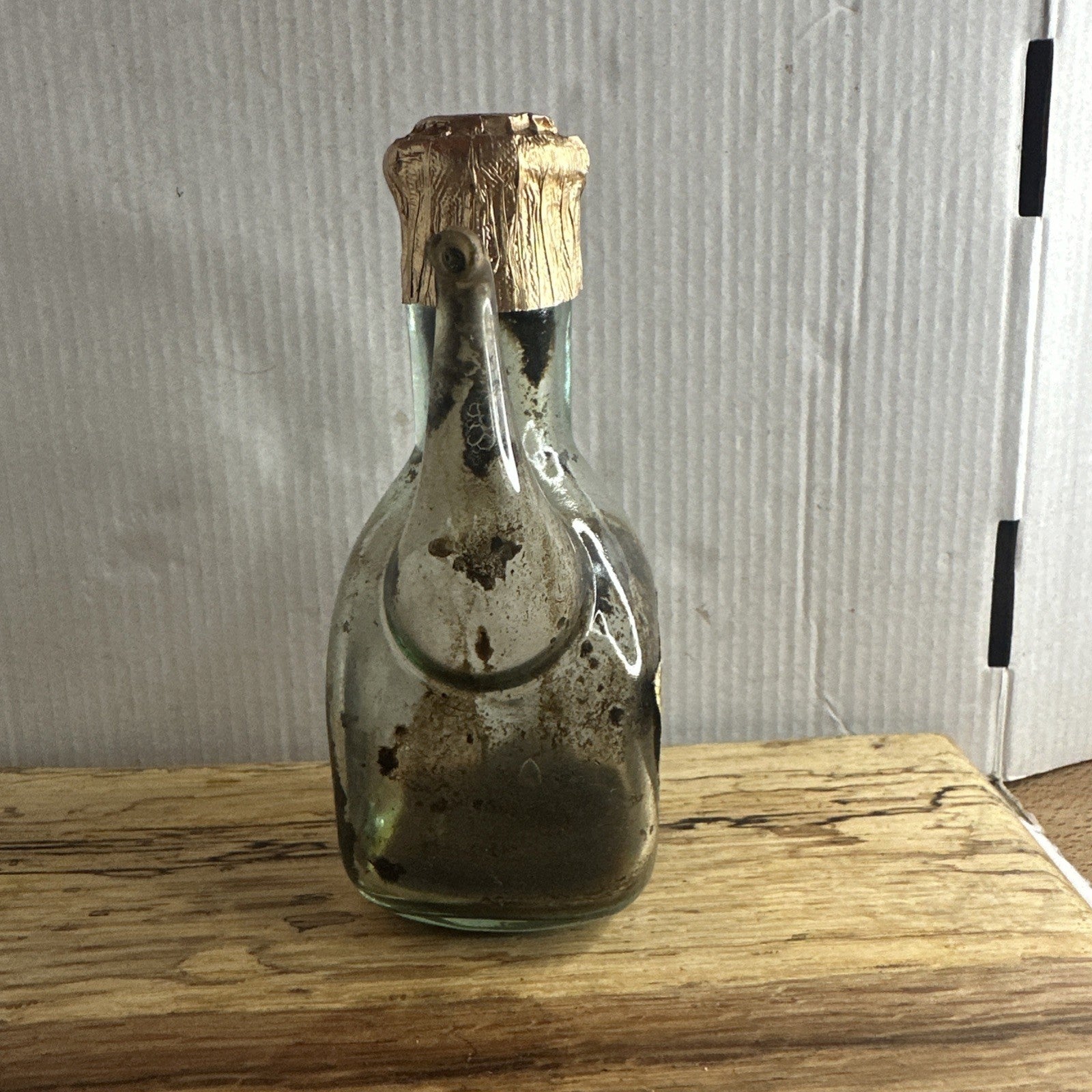 vintage or antique glass decanter for Cornish Mead wine Miniature Empty