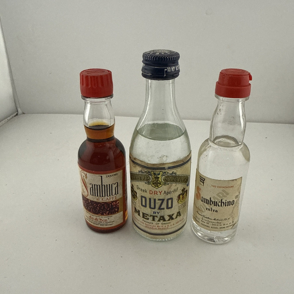 Vintage Liqueur Miniatures Set Metaxa Ouzo Sambuca Sambuchino 1970s/80s