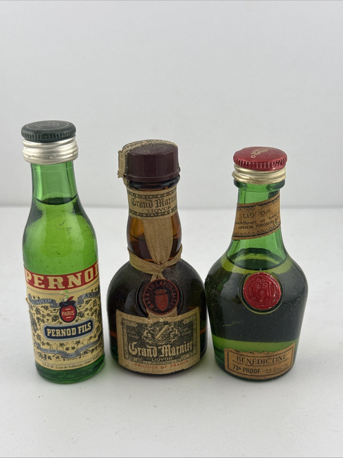 Vintage French Liqueur Miniatures Grand Marnier Pernod Fils Benedictine