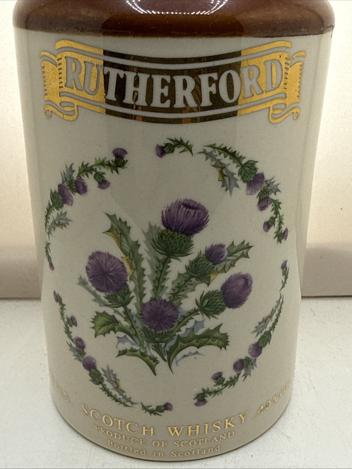 Rutherford’s Ceramic Thistle Decanter Scotch Whisky 70cl 40% 1990s