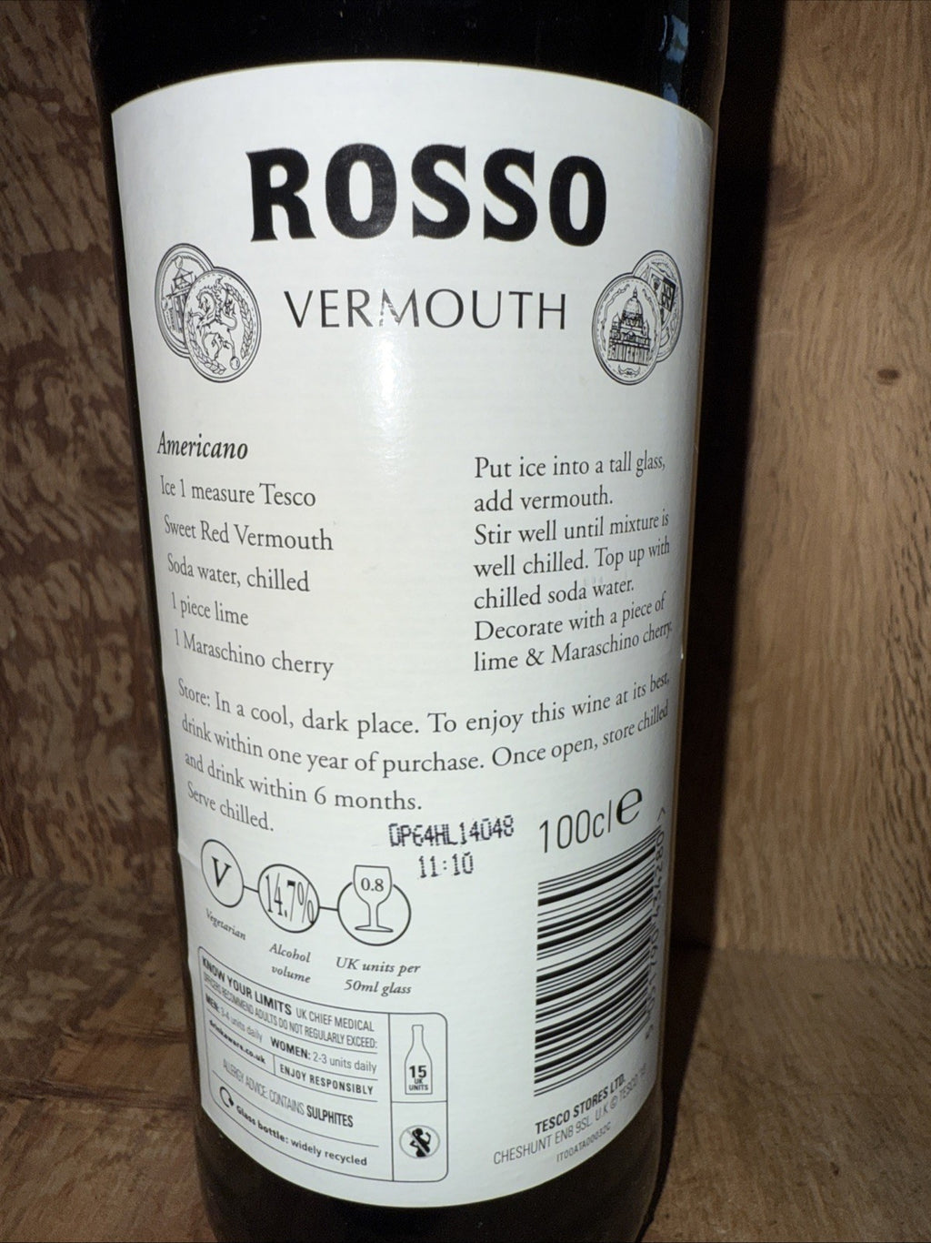 Tesco Rosso Vermouth from 1980s Full Good Condition