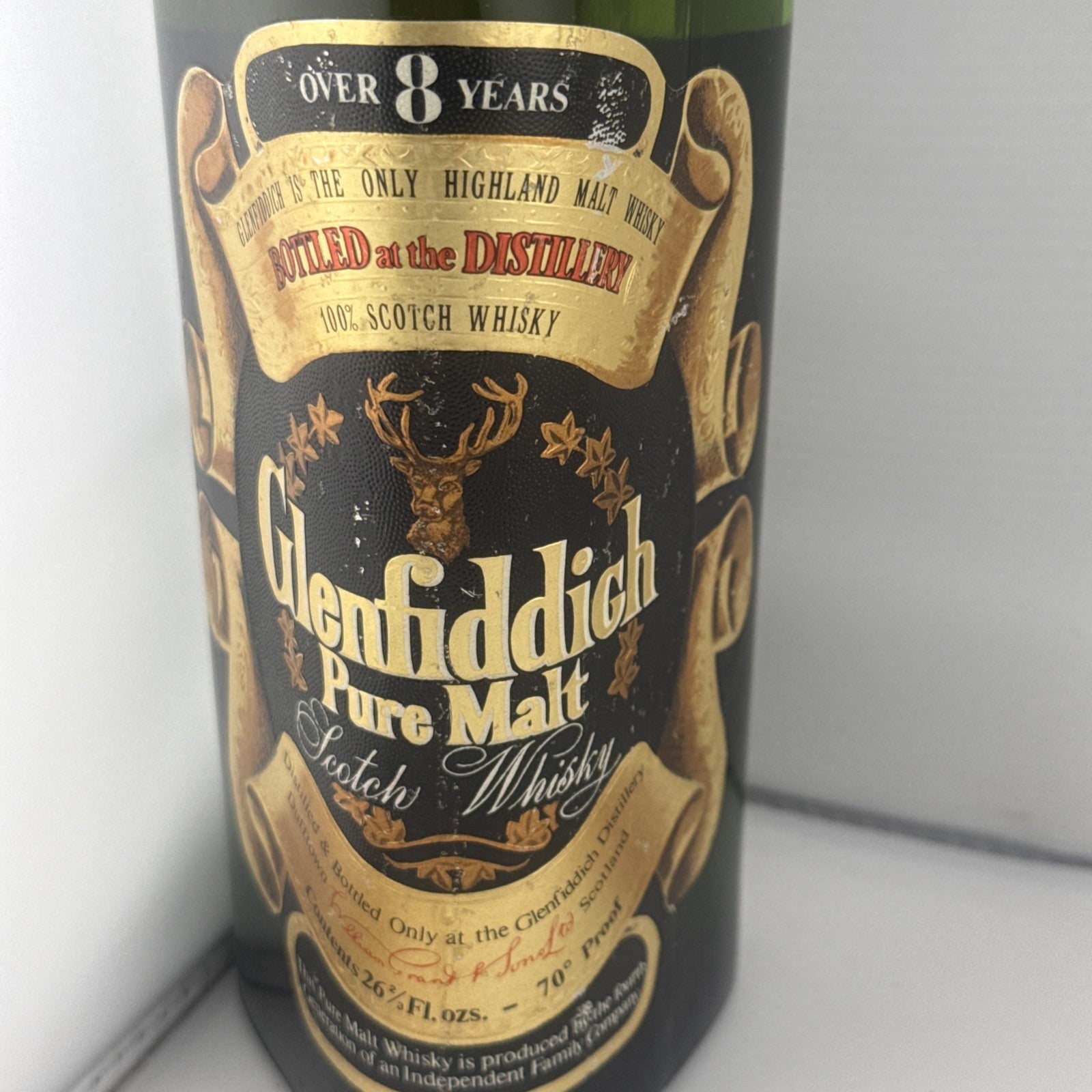 Glenfiddich Pure Malt Over 8 Years 26⅔ fl oz 70 Proof c.1968–71
