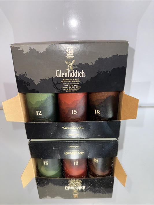 Glenfiddich 12, 15 , 18 Year Old Single malt Miniature  Boxed