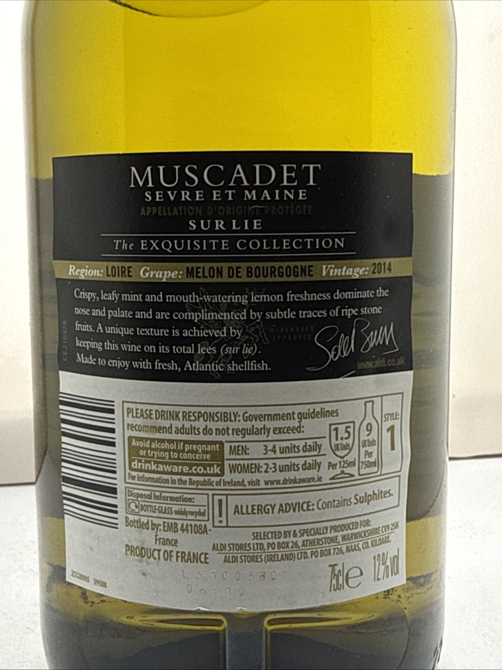 Muscadet Sevre-et-Maine Sur Lie 2014 12yo Loire White Wine France
