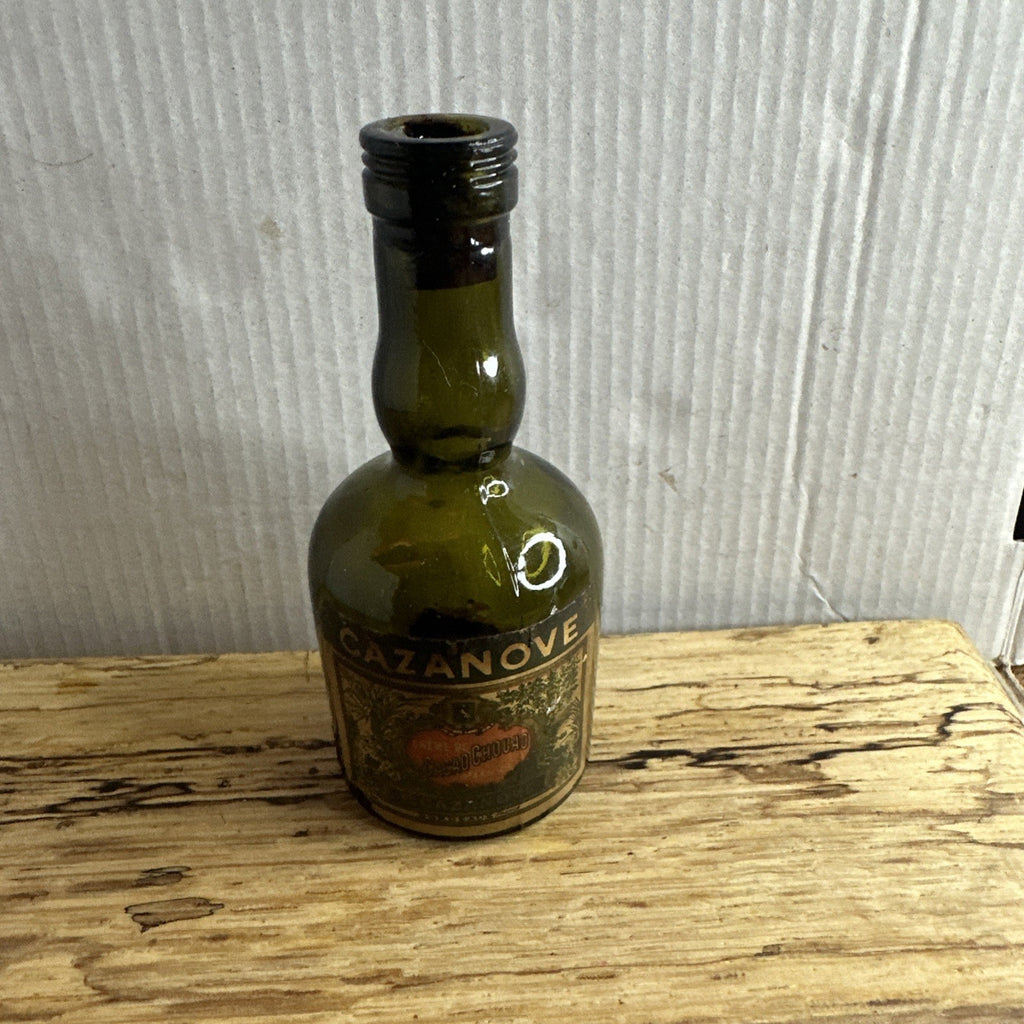 Cazanove Crème de Cacao Chouao, a chocolate and vanilla liqueur miniature. Empty