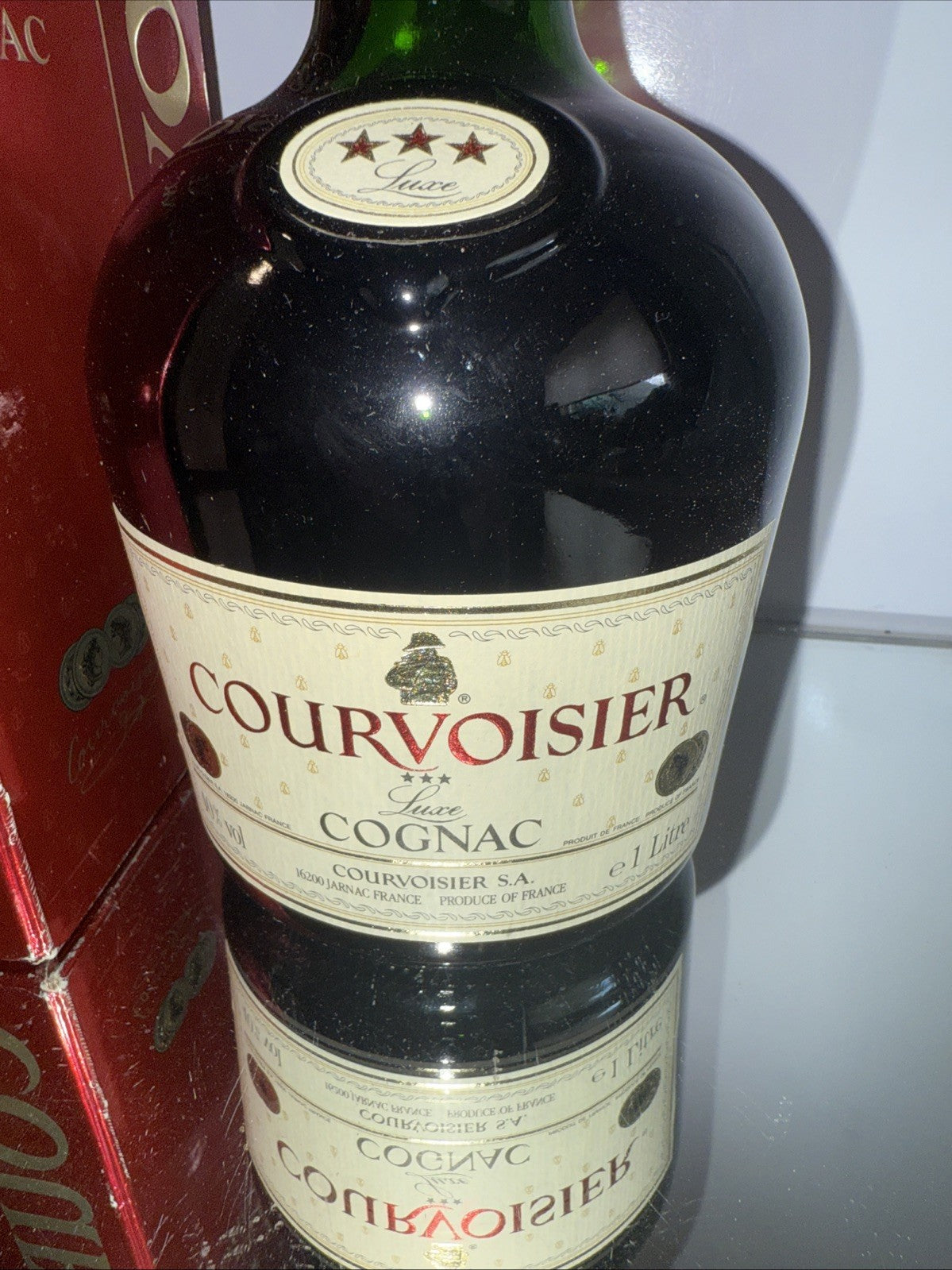 Courvoisier 3 star Luxe 1L Bottles 1970s/80s Vintage