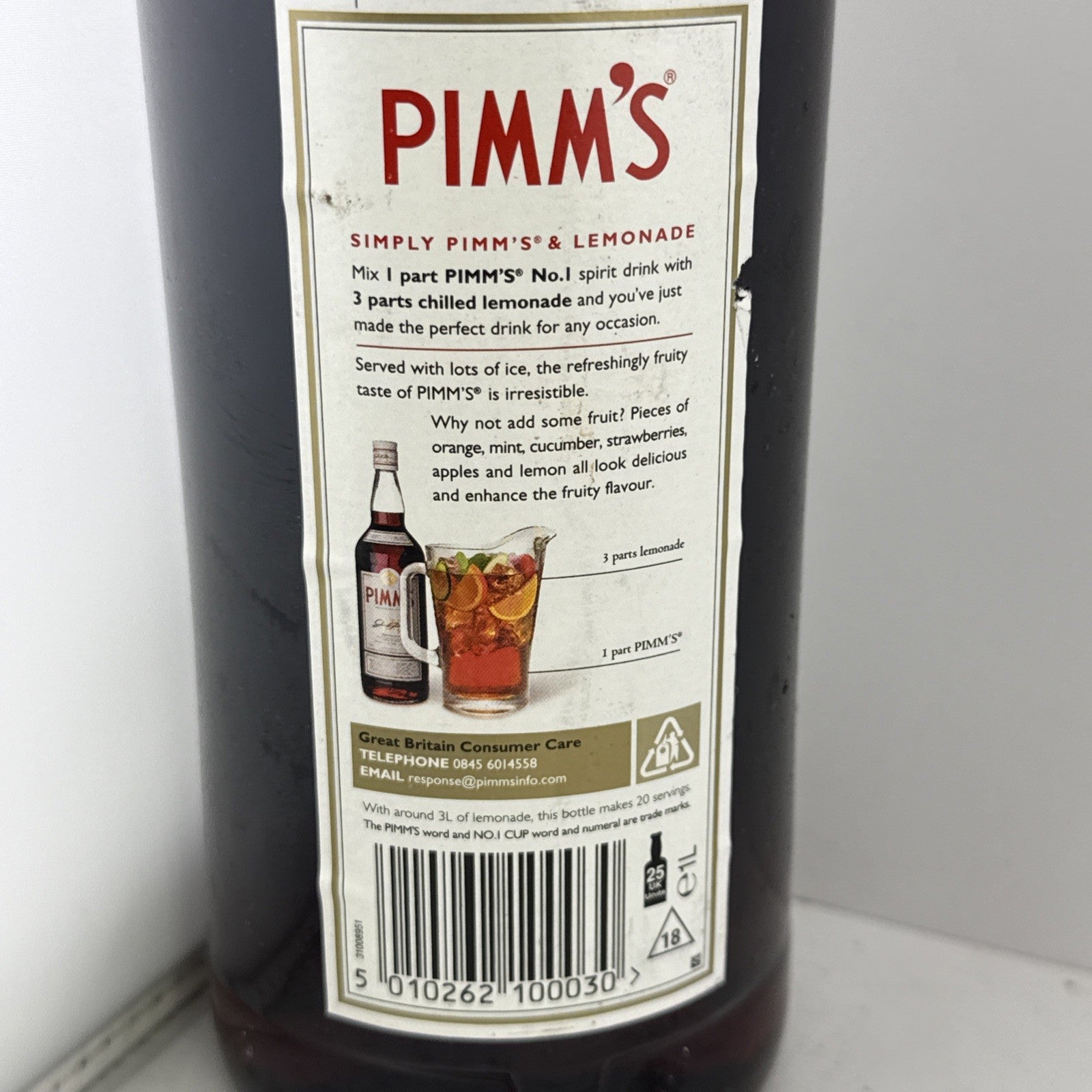Pimm’s No.1 Cup 1L 25% The Original No1 Spirit Drink UK