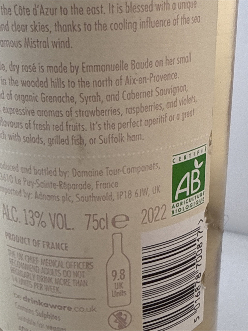 Adnams Provence Rosé 2022 Coteaux d’Aix-en-Provence Organic 75cl