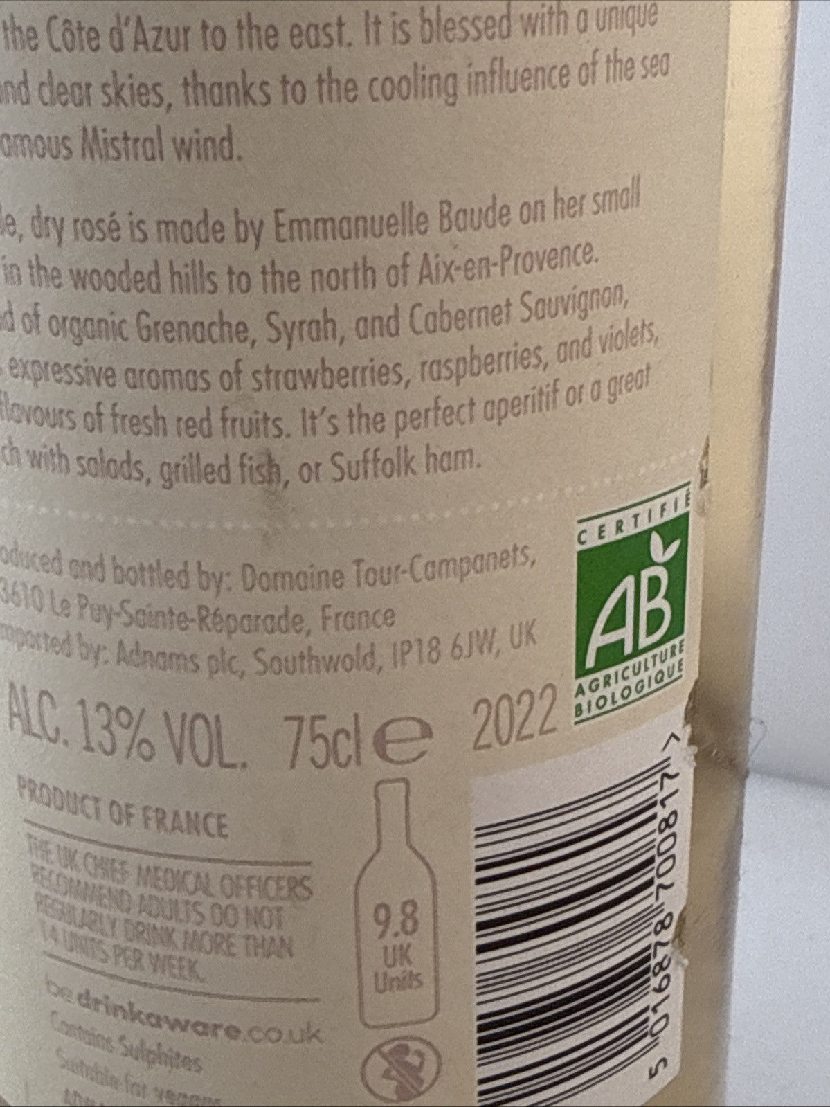 Adnams Provence Rosé 2022 Coteaux d’Aix-en-Provence Organic 75cl