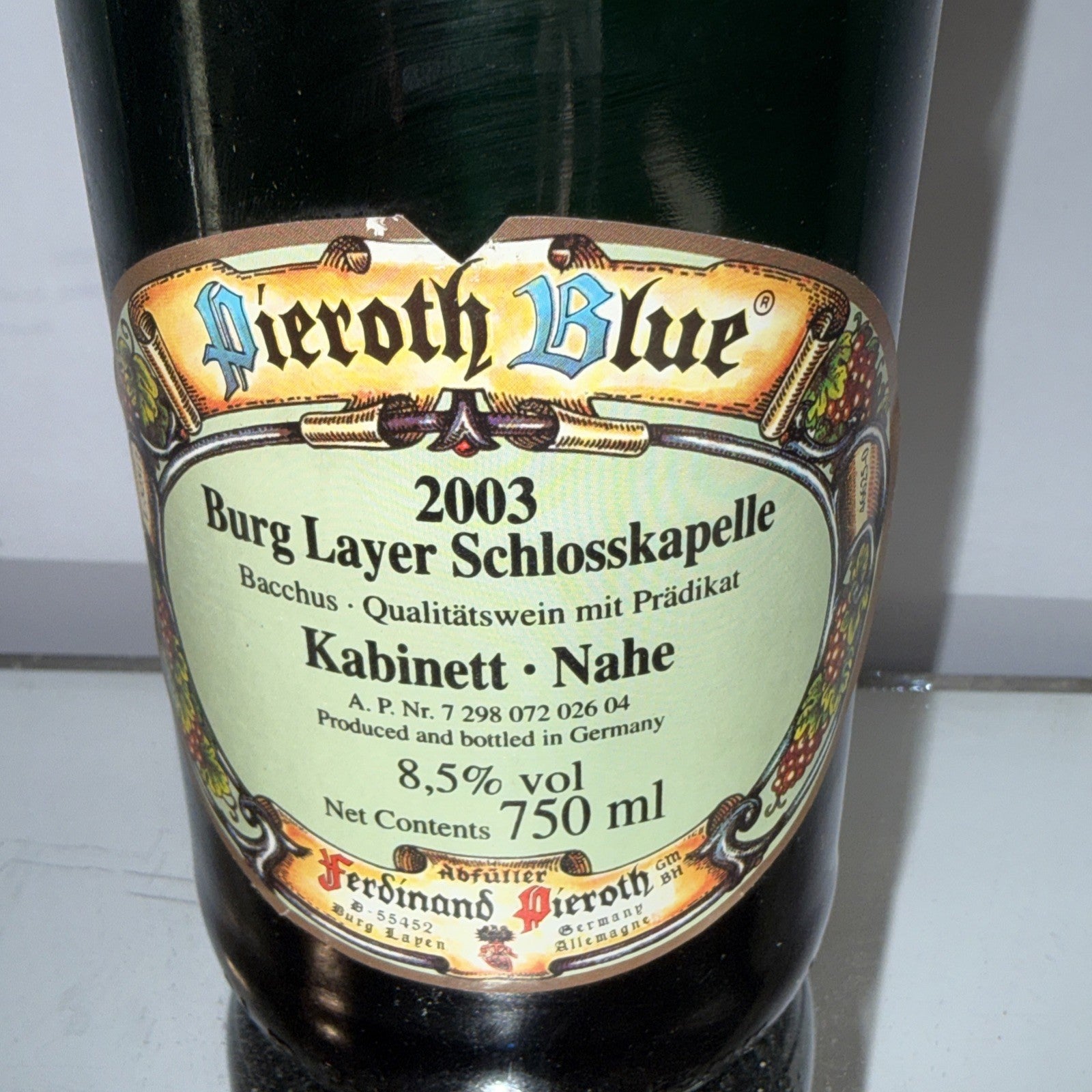 Pieroth Blue Burg Layer 2003  Bacchus Kabinett Nahe