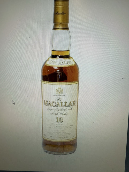 The Macallan 10 year  Single Highland Malt 700ml (estimate 1990)