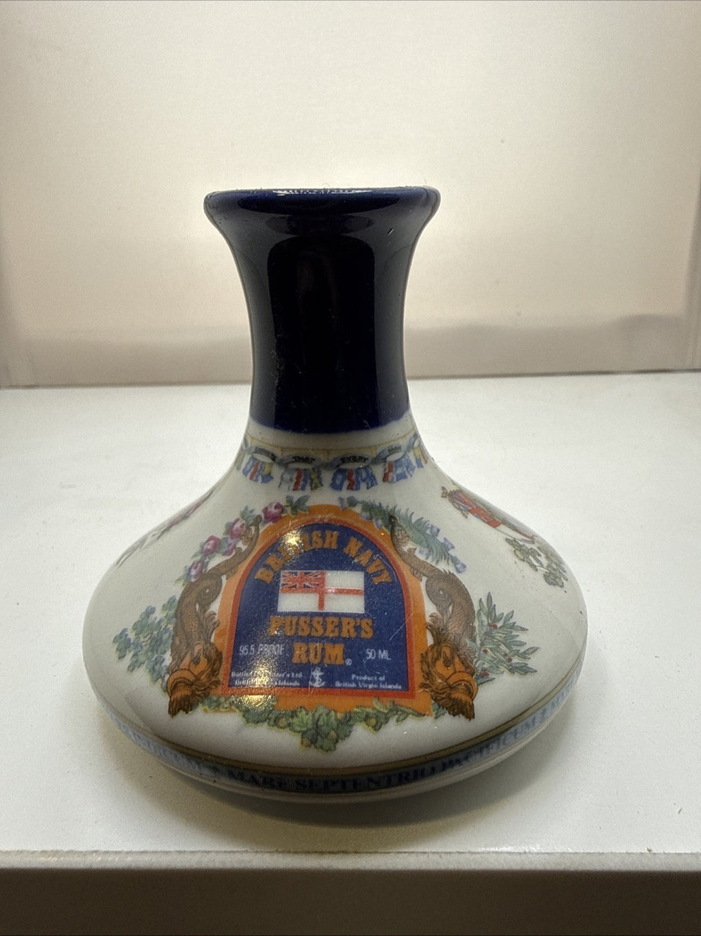 Pusser’s Navy Rum Wade Ceramic Mini Decanter 5cl Empty 1980s