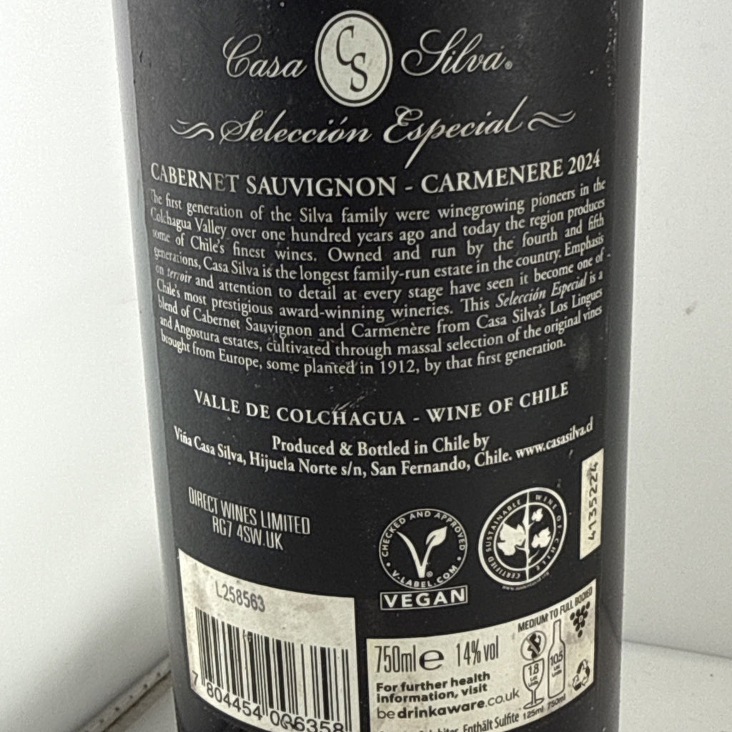 2024 Chilean Cabernet Sauvignon & Carménère. Unopened 75cl Vegan Wine