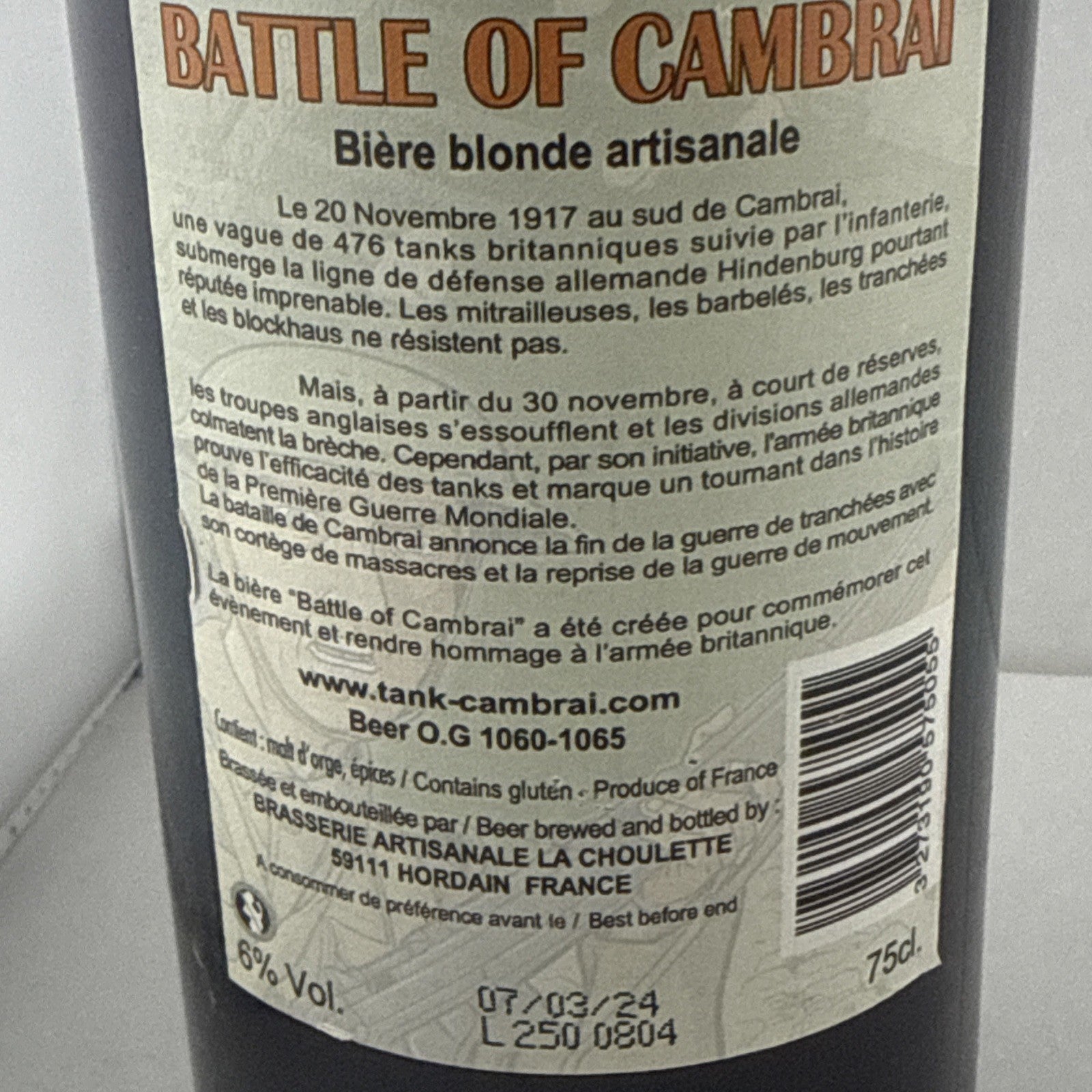 Battle of Cambrai La Choulette French Blonde Beer 75cl 6%