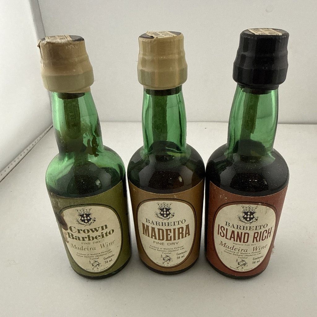 Vintage Barbeito Madeira Wine Miniatures x3 Portugal 56ml