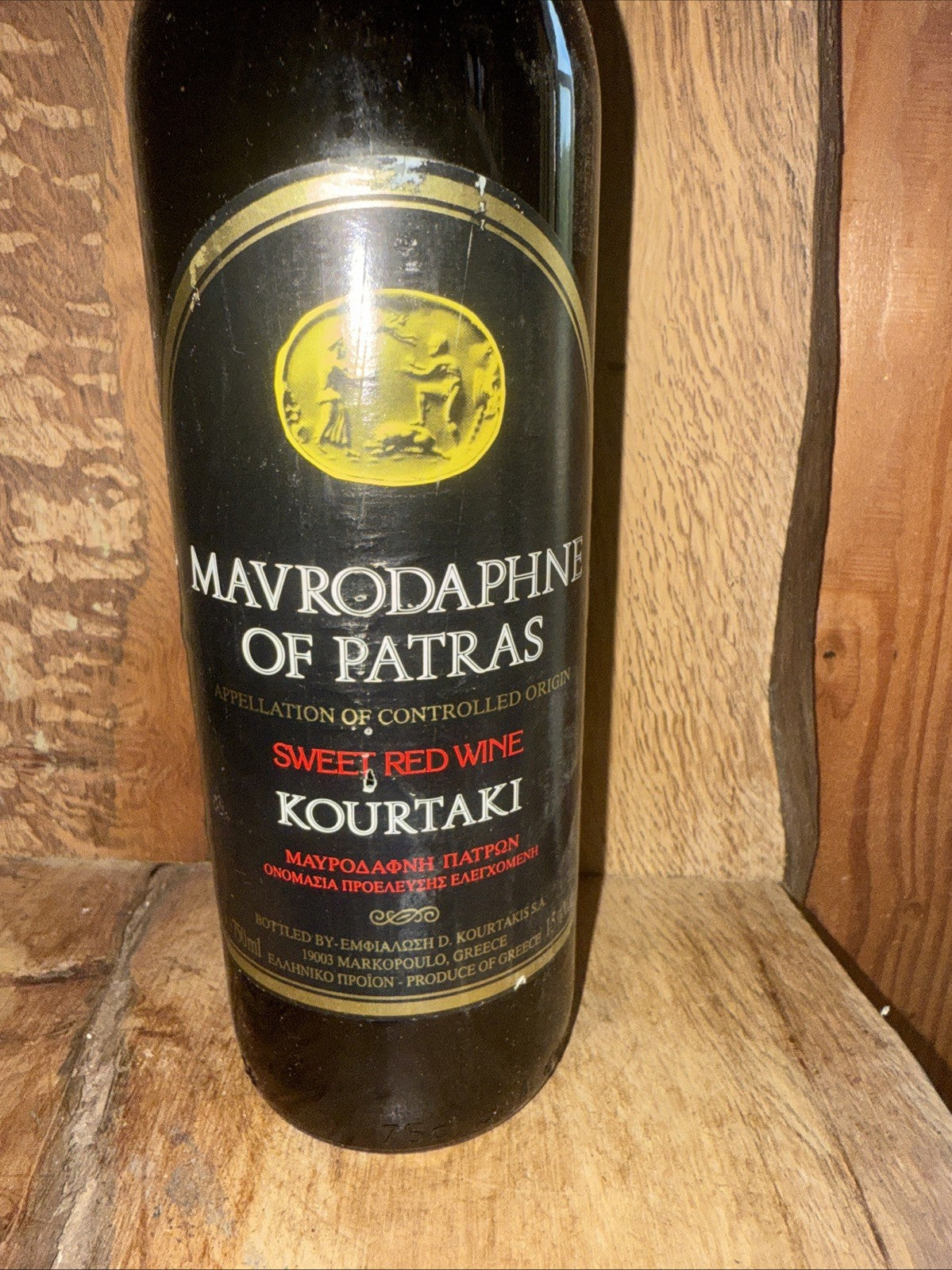 Mavrodaphne of Patras Kourtake sweet Red wine 1980s greek