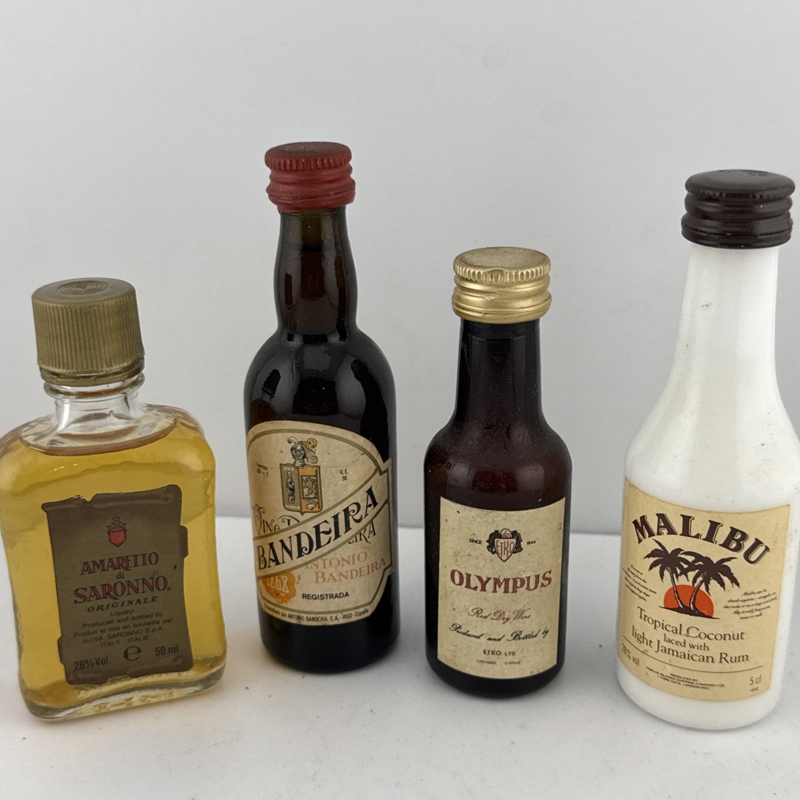 Vintage Miniature Spirits Bottles Amaretto Malibu Wine Mini Lot