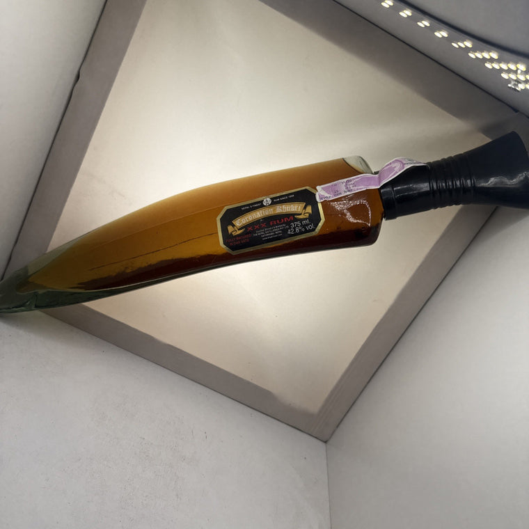 Old Coronation Rum From Nepal in Glass dagger bottle 375ml 42.8 % Very Rare !