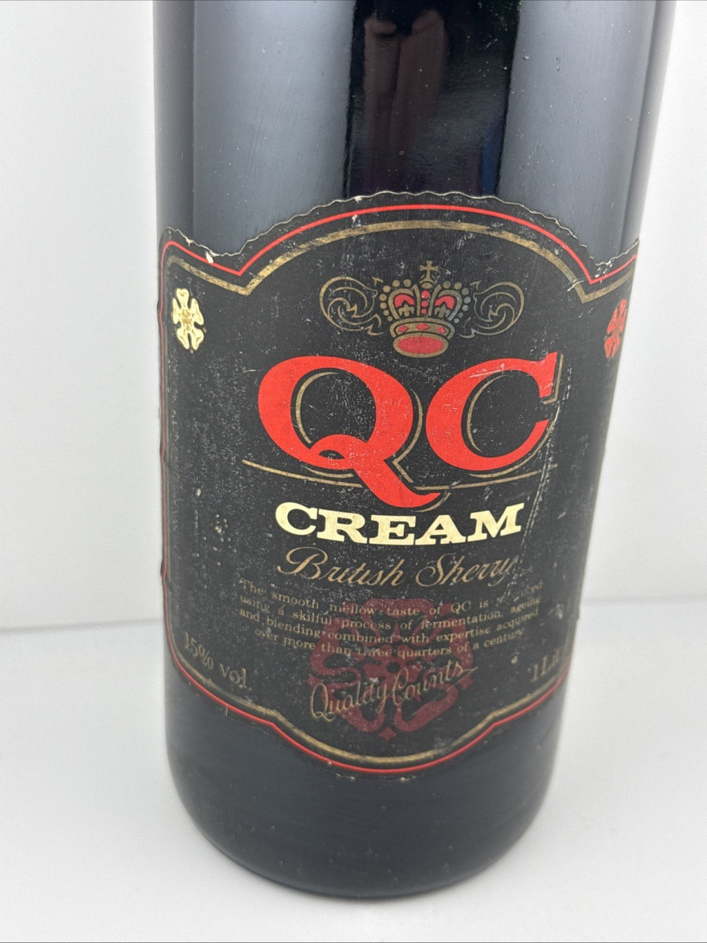 Vintage QC Cream British Sherry 1 Litre 15% – Large Format – c. 1980s
