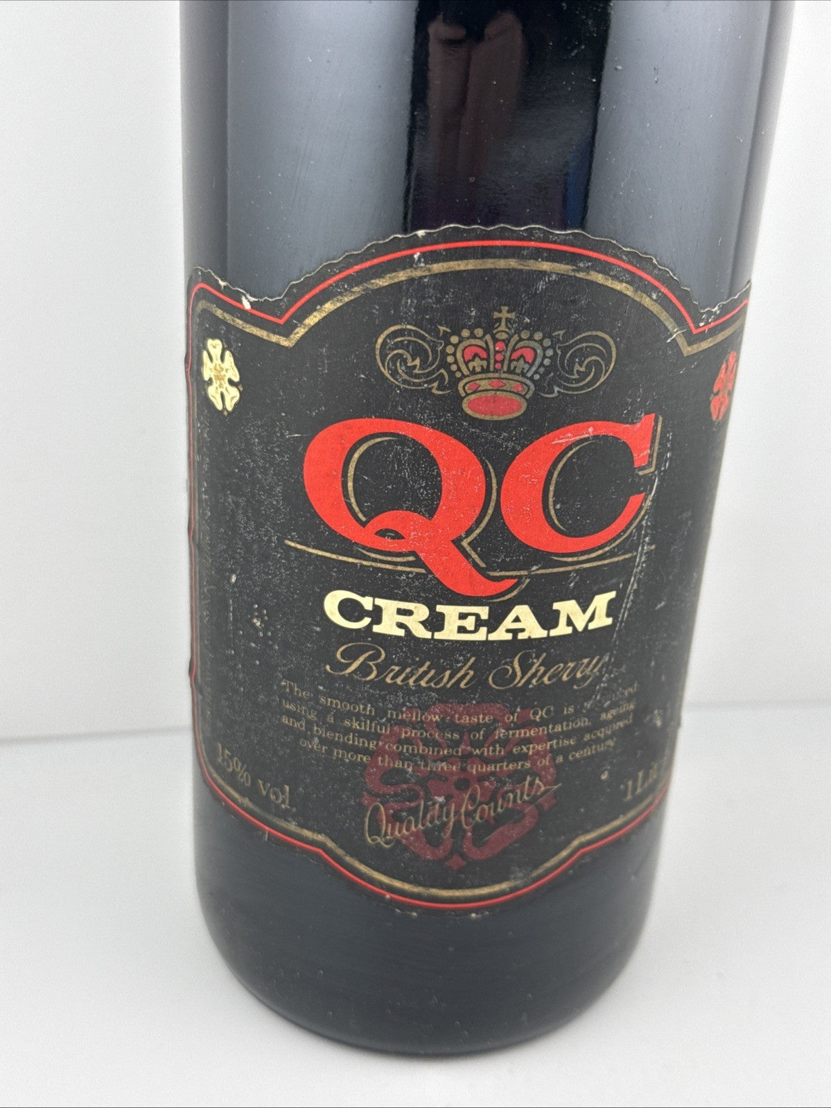 Vintage QC Cream British Sherry 1 Litre 15% – Large Format – c. 1980s