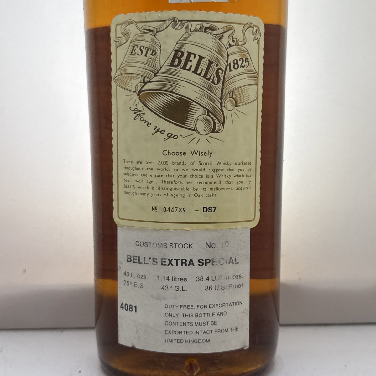 Bell's Extra Special — 1.14L — Vintage 1970s–80s — Customs Stock — Duty Free