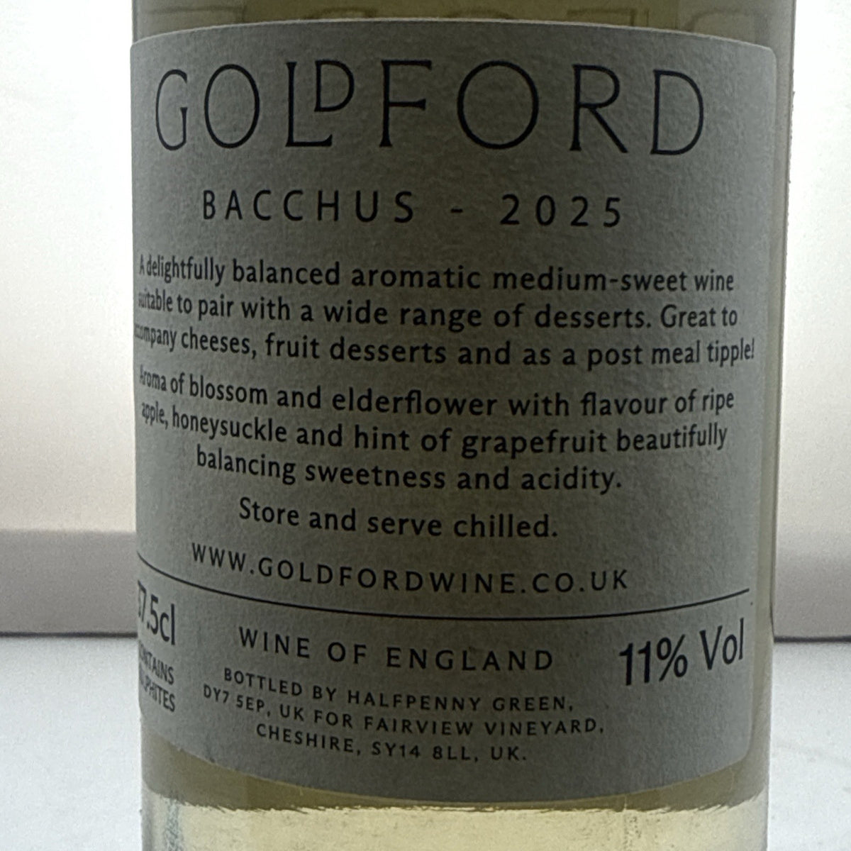 Golford Bacchus English white wine, modern bottling