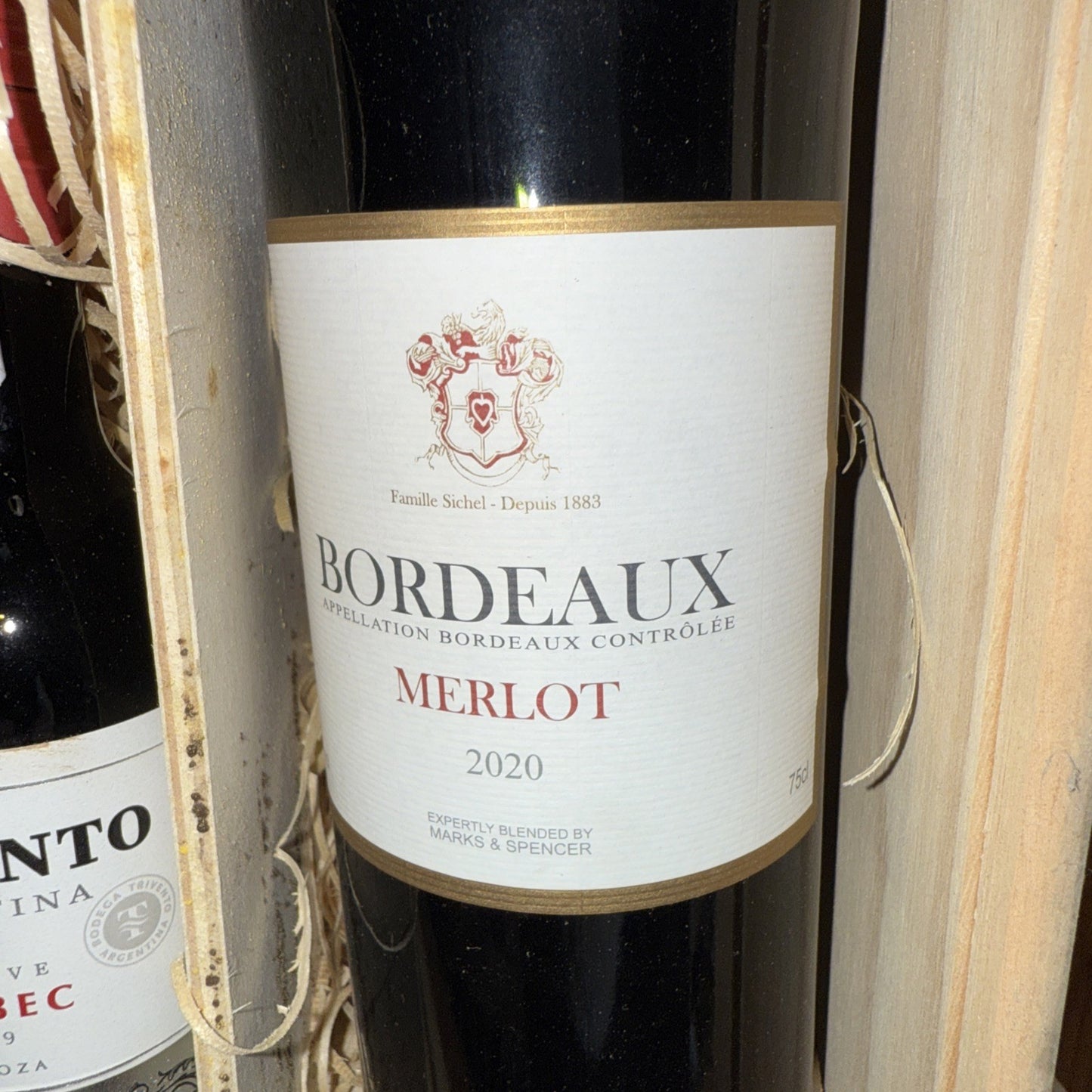 M and S Boxed special Bordeaux 70cl plus 2 bottles 18.5cl