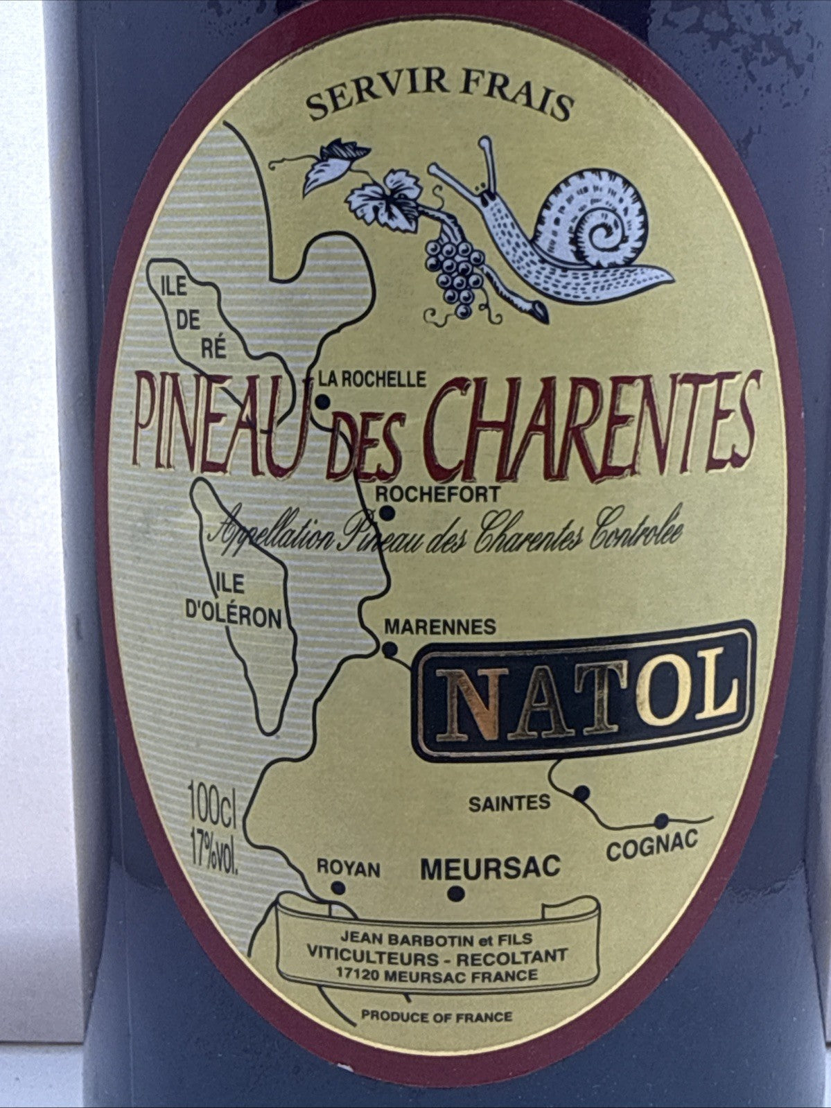 Vintage Natol Pineau des Charentes Rouge 1L 17% – Jean Barbotin, France