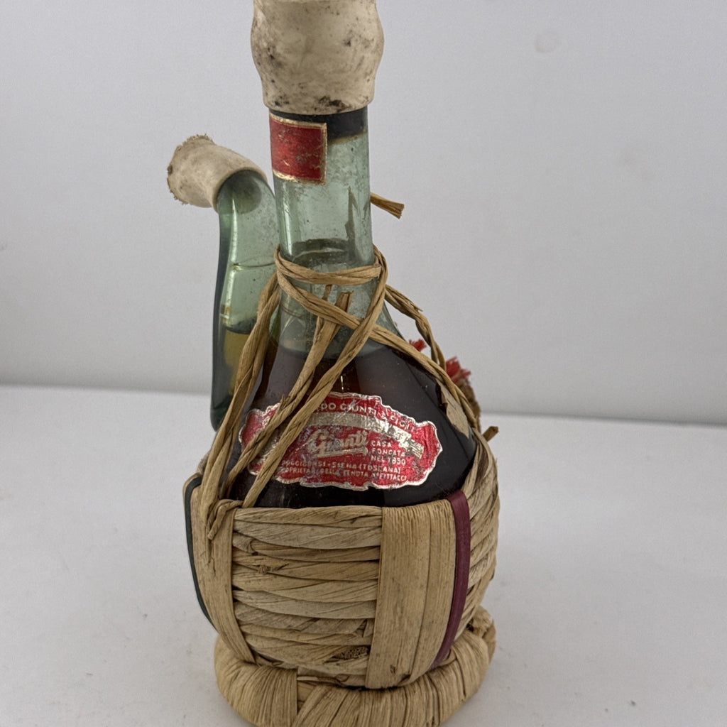Vintage Italian Grappa Liqueur Pipe Decanter Straw Wrapped Miniature