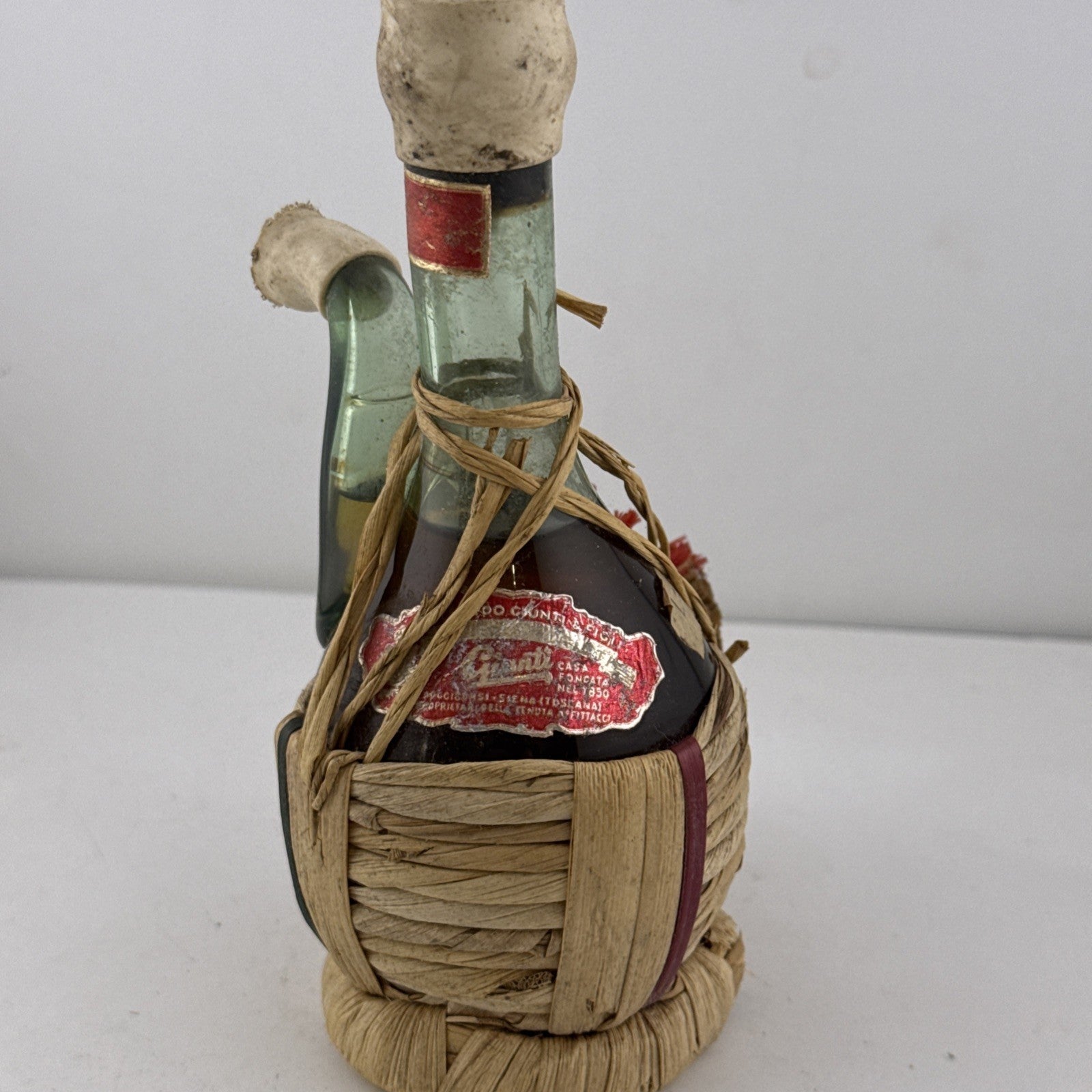 Vintage Italian Grappa Liqueur Pipe Decanter Straw Wrapped Miniature