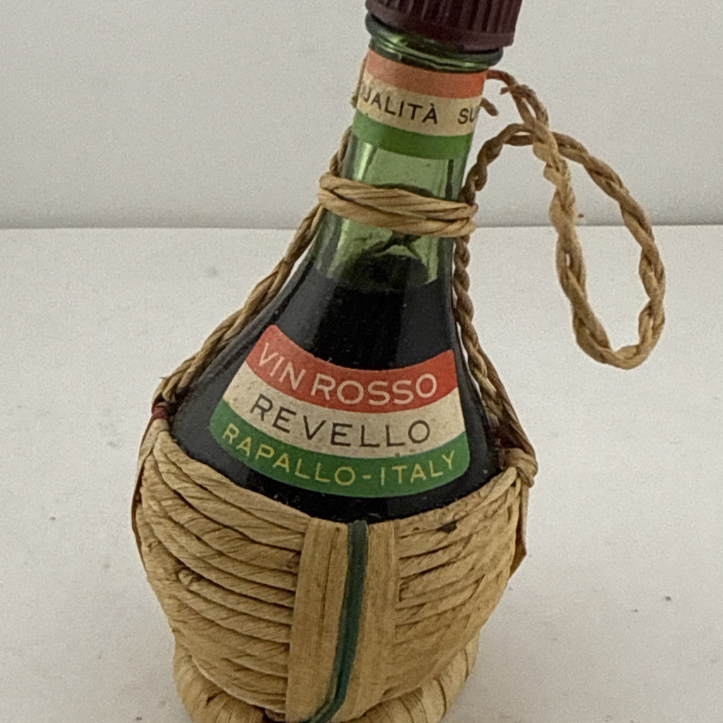 Vintage Revello Vin Rosso Miniature Straw Fiasco Bottle Rapallo Italy