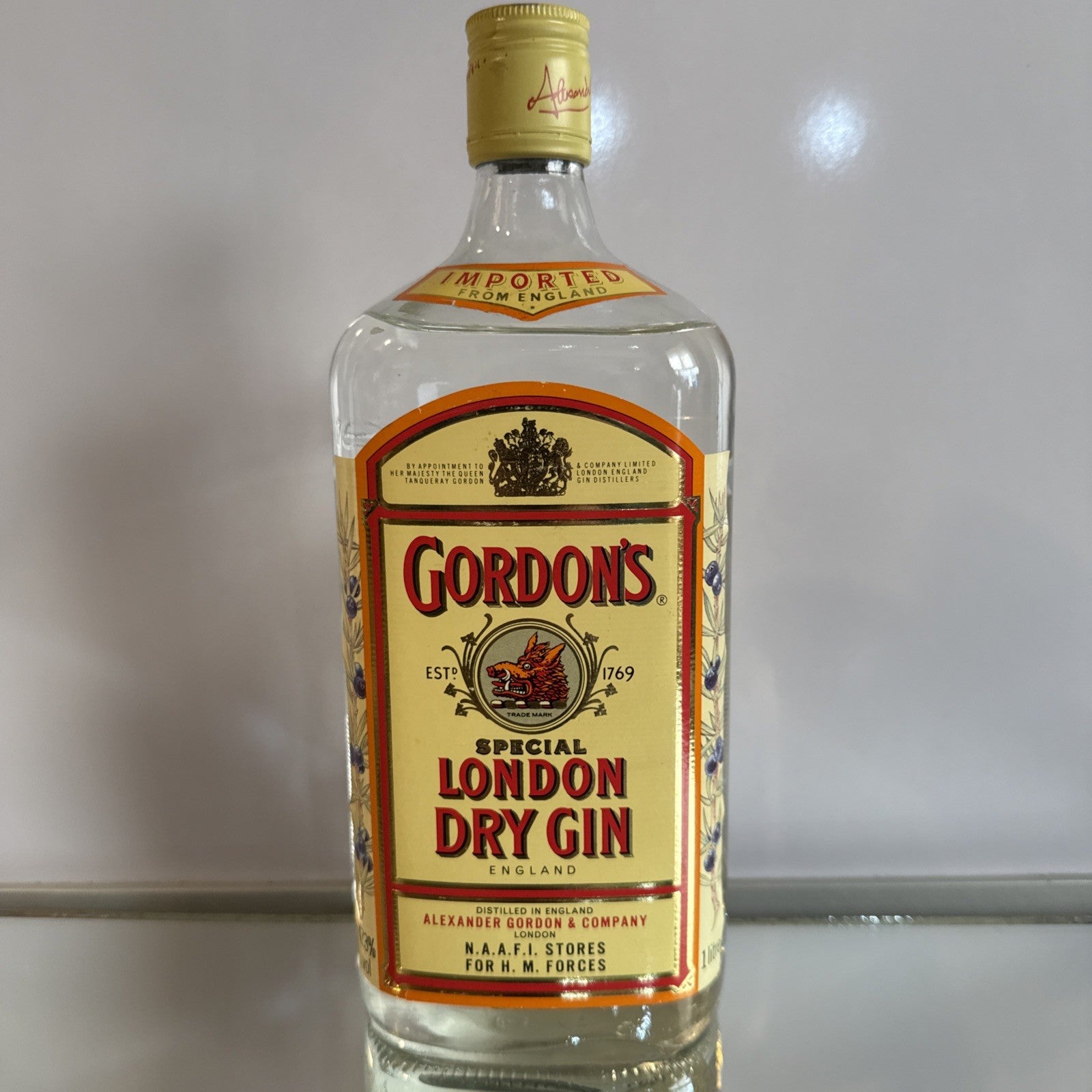 Gordon's Special Dry London Gin 1L 1980s bottled For HM Forces NAAFI