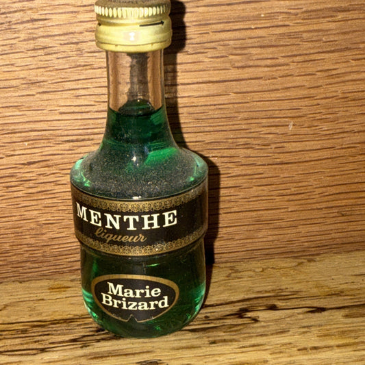 1970s  Marie Brizard Creme De Menthe Liqueur Miniature Vintage Full