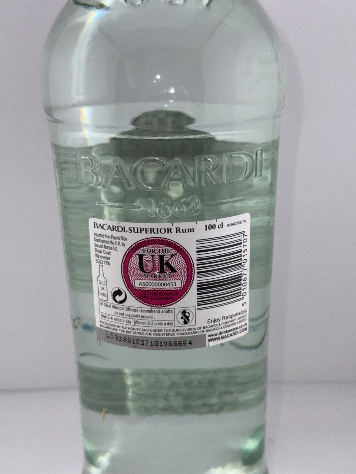 Bacardi Superior (Carta Blanca) 1L 37.5% Abv