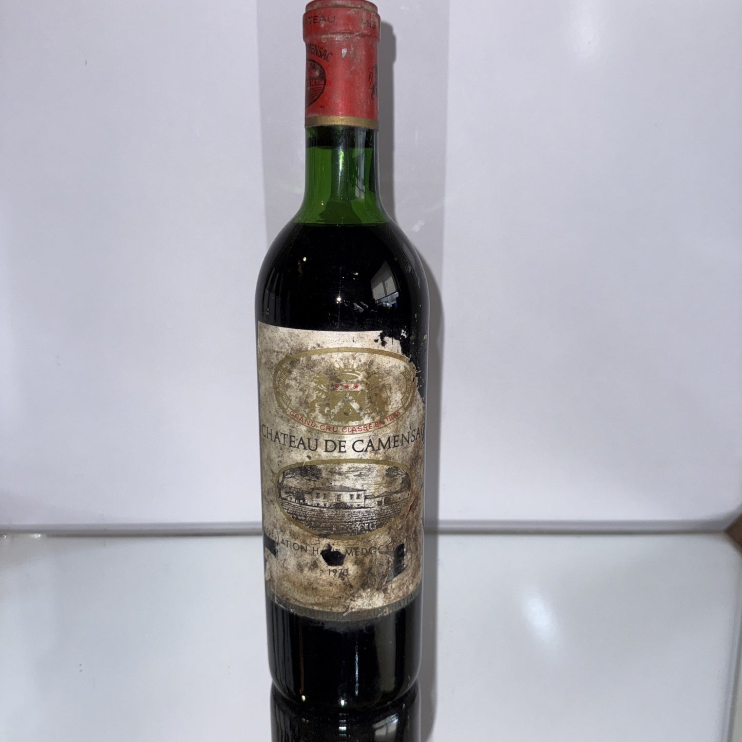 Chateau de Camensac Bordeaux  1970 (label in poor condition but wine looks fine)