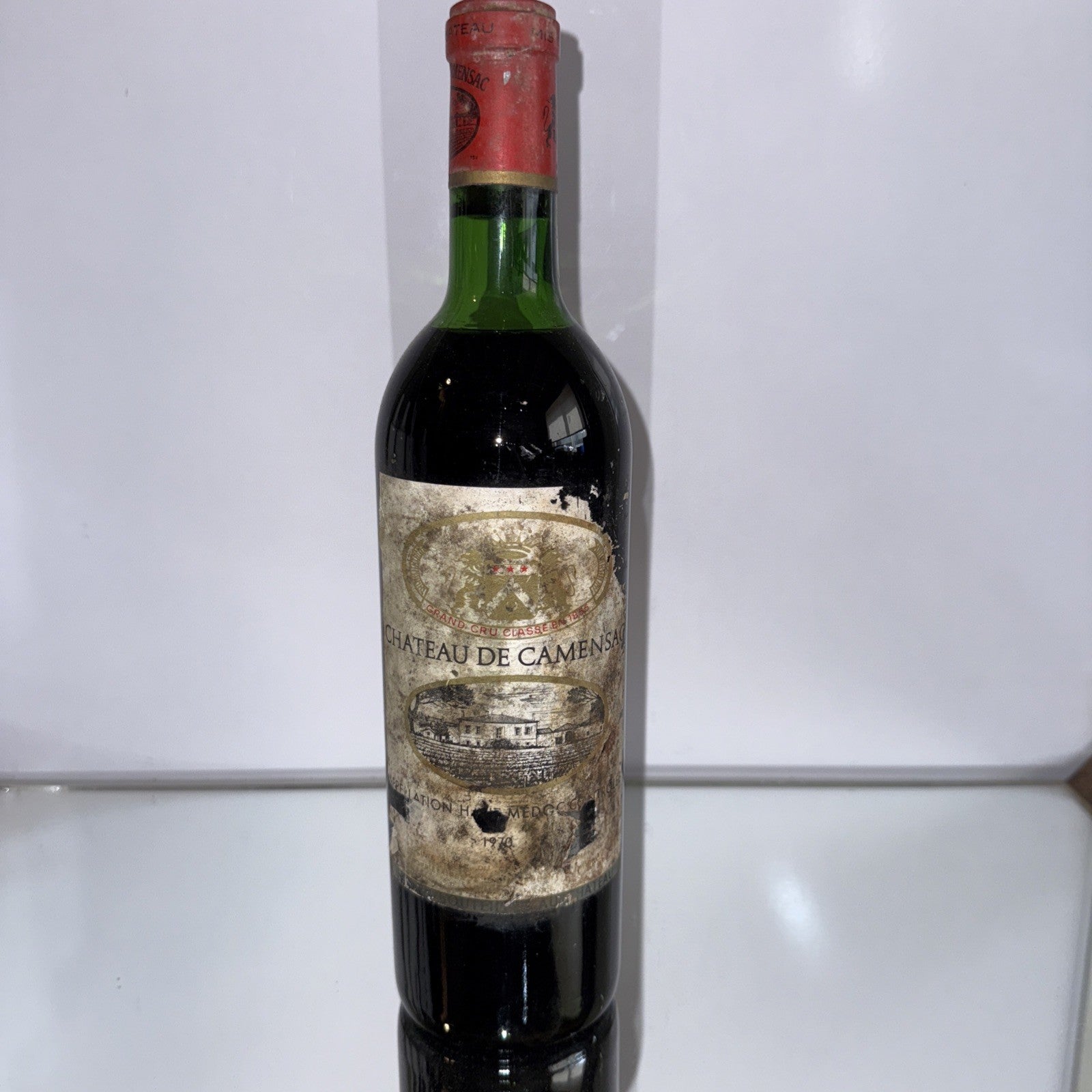 Chateau de Camensac Bordeaux  1970 (label in poor condition but wine looks fine)