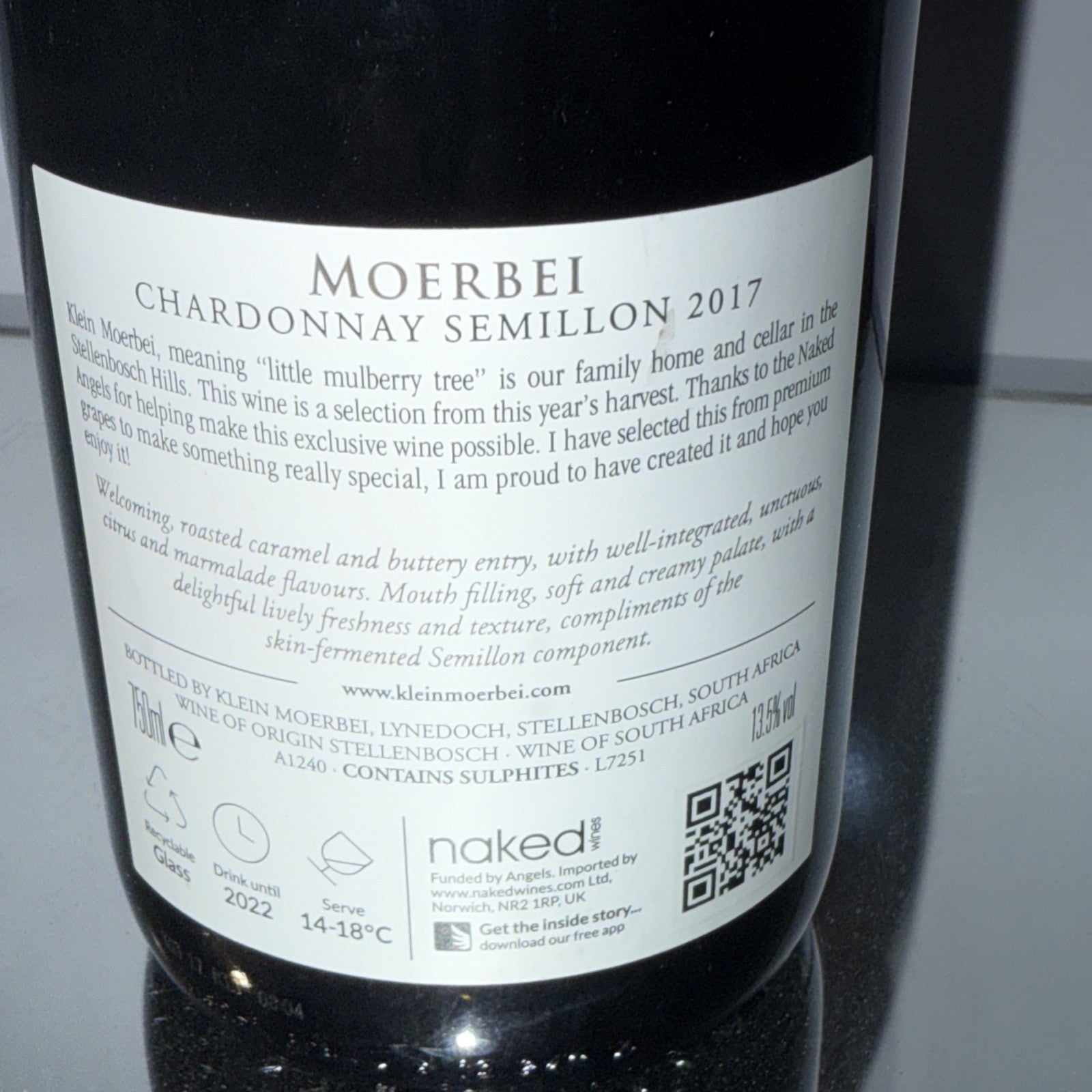 2017 vintage of Klein Moerbei “White Gold” Chardonnay-Semillon