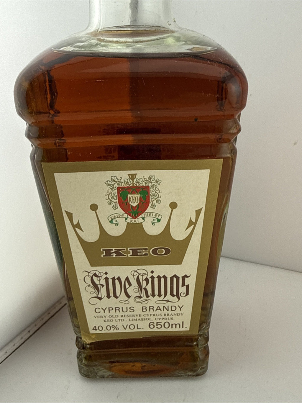 KEO Five Kings Cyprus Brandy 650ml 40% 1970s Decanter