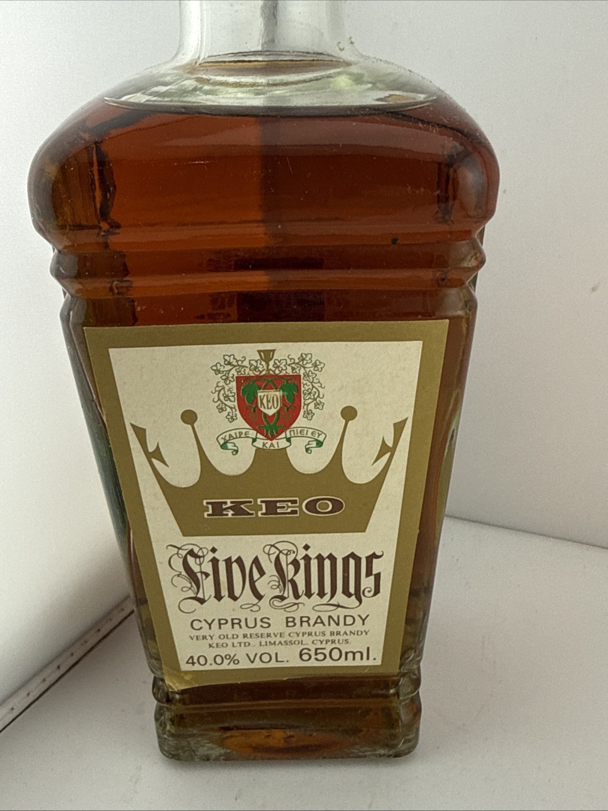 KEO Five Kings Cyprus Brandy 650ml 40% 1970s Decanter