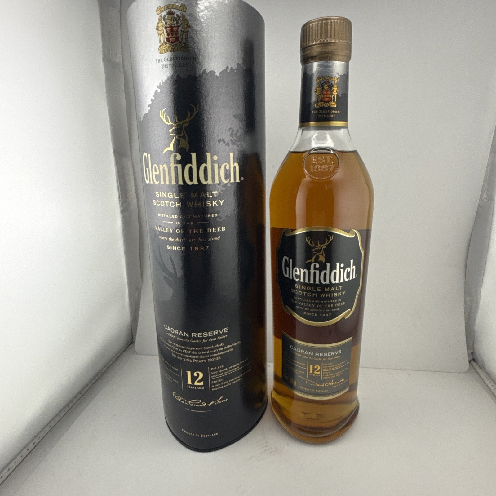Glenfiddich 12yo Caoran Reserve; peated Highland style, discontinued mid-2000s.
