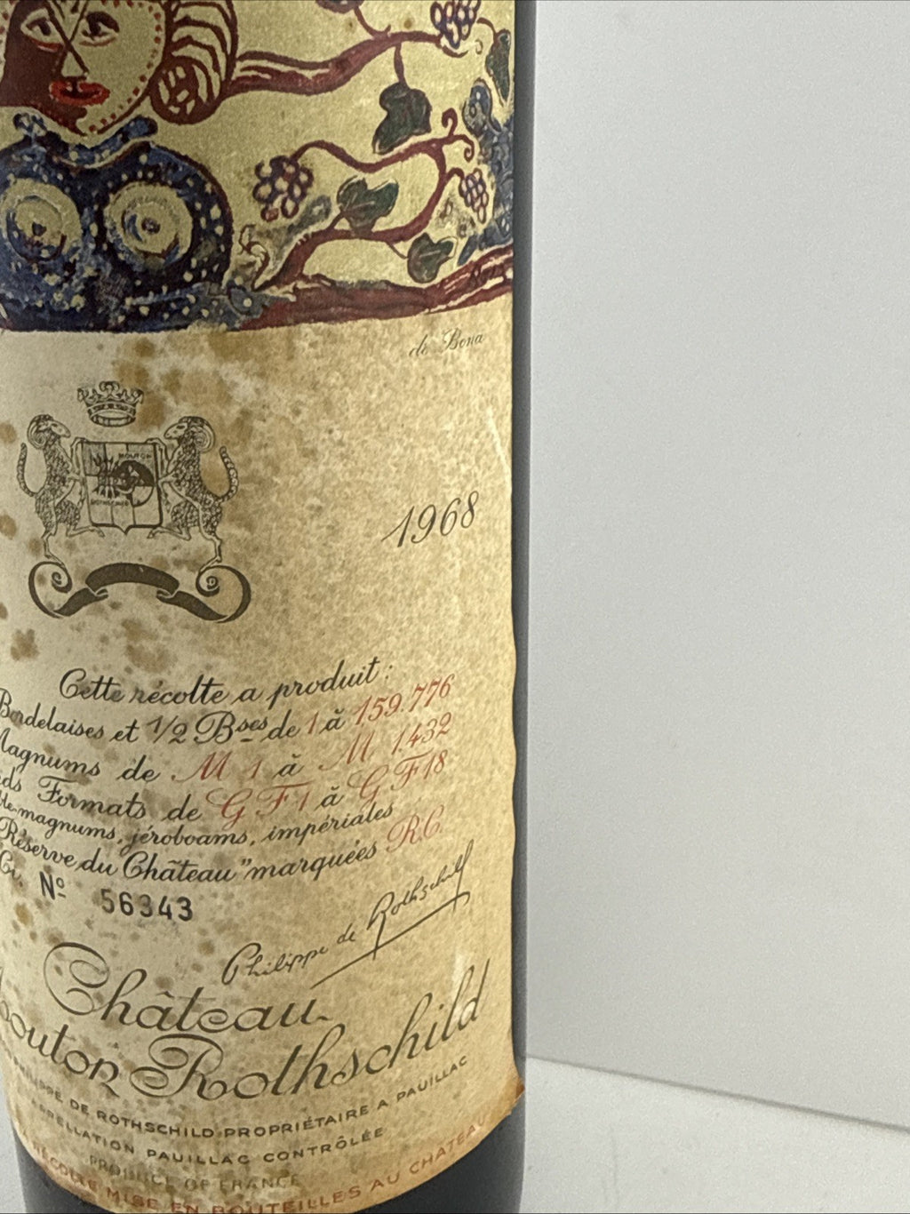 Château Mouton Rothschild 1968 – Pauillac 1er Grand Cru Classé (Bordeaux).