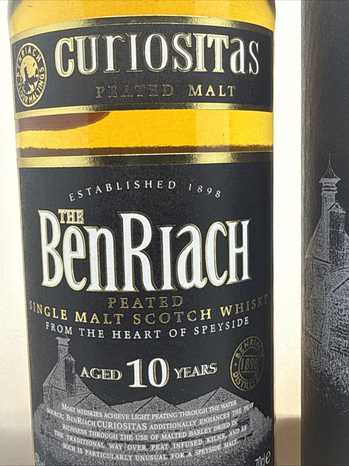 BenRiach Curiositas 10 Year Old Peated Whisky 70cl Boxed 40%