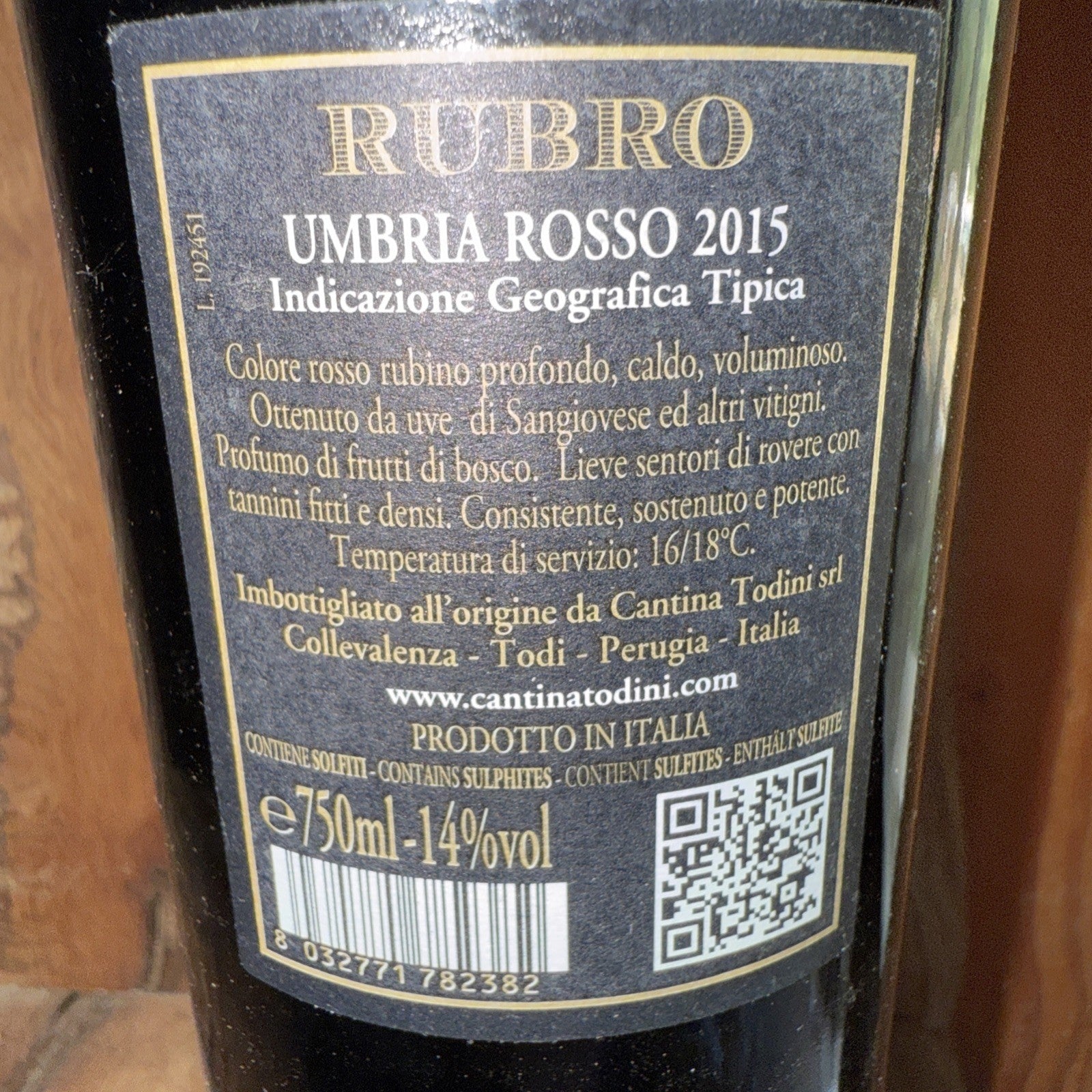 Rubro Todini Italian Sangiovese 2015