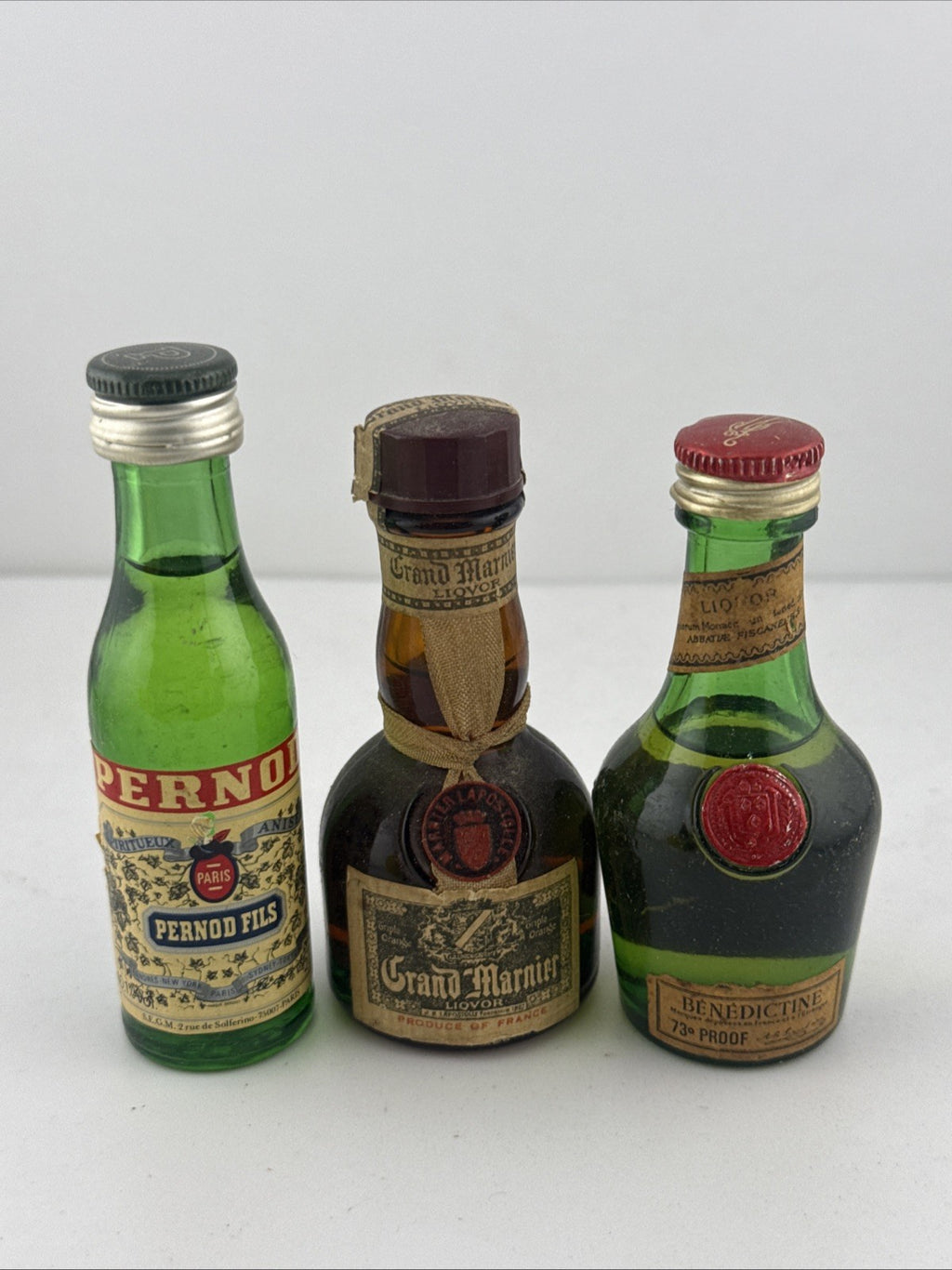 Vintage French Liqueur Miniatures Grand Marnier Pernod Fils Benedictine