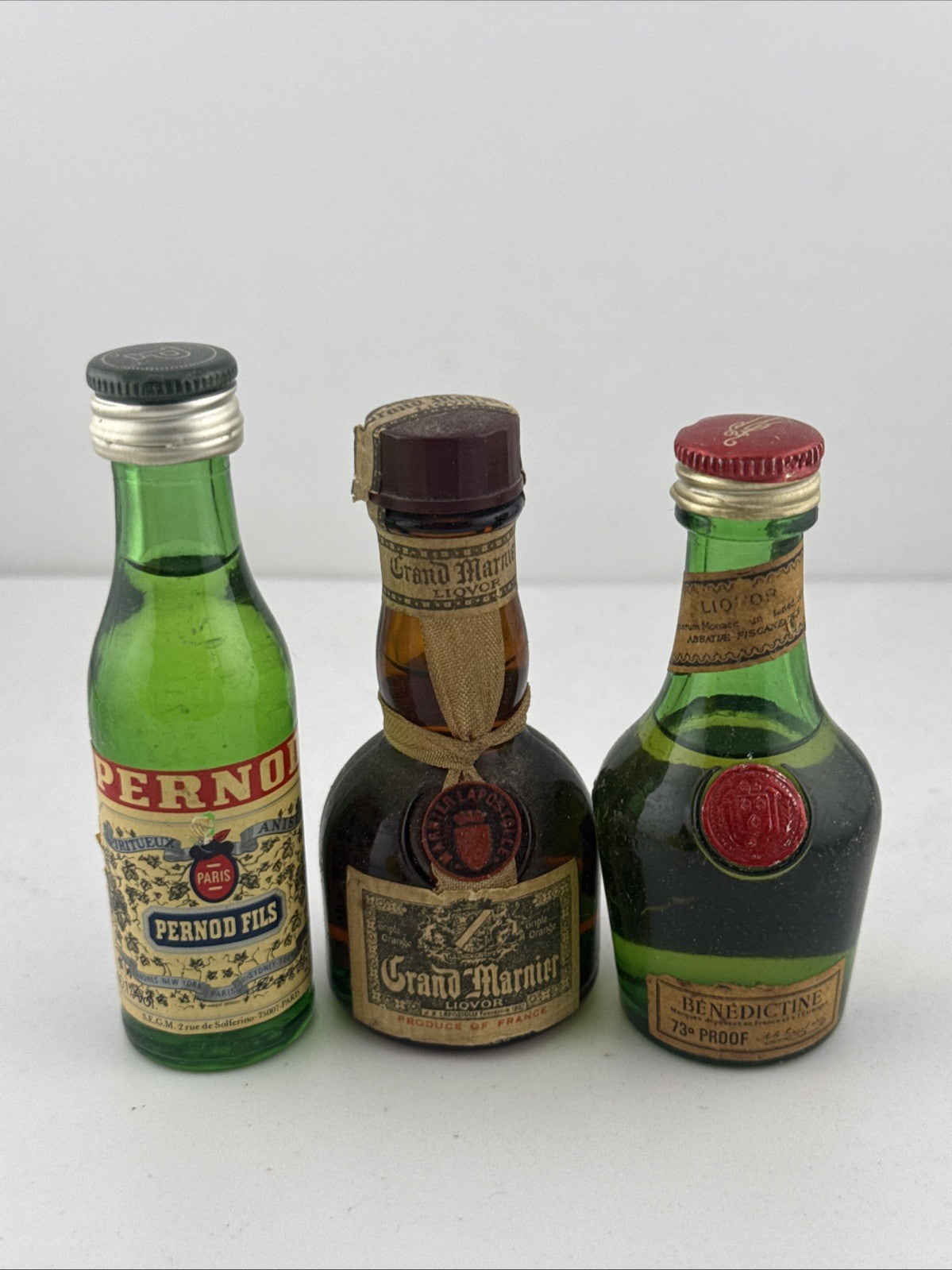 Vintage French Liqueur Miniatures Grand Marnier Pernod Fils Benedictine