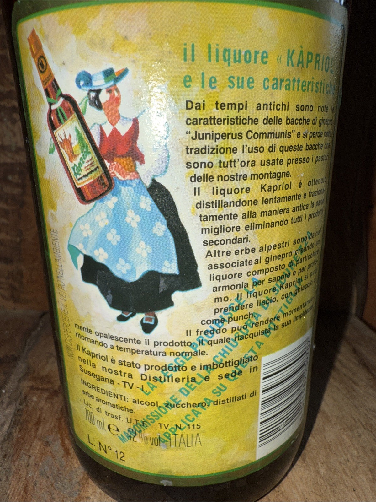 Dell'Alpe Liquore Kapriol bottled 1970s 1l Bottle 42% ABV