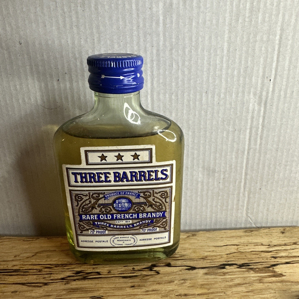 Three Barrels Rare Old French Brandy Miniature 1960s