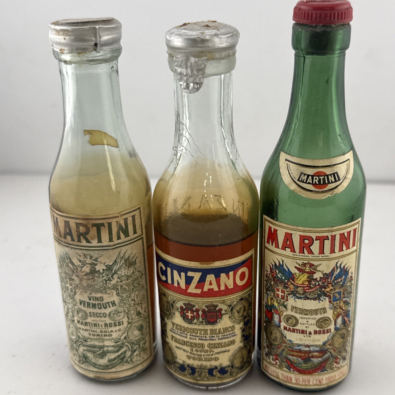 Martini Rossi & Cinzano Miniature Vermouth Bottles Vintage