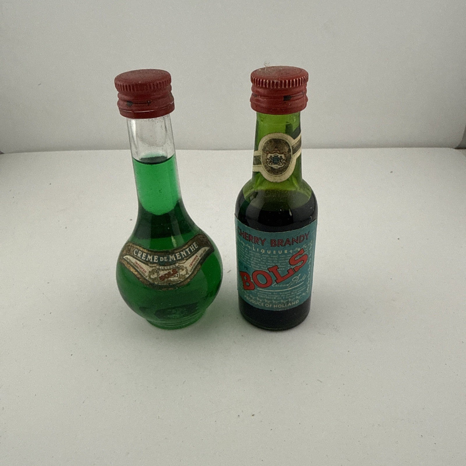 Vintage 1960s Bols Crème de Menthe Miniature Liqueur Bottle Full  Cherry Brandy