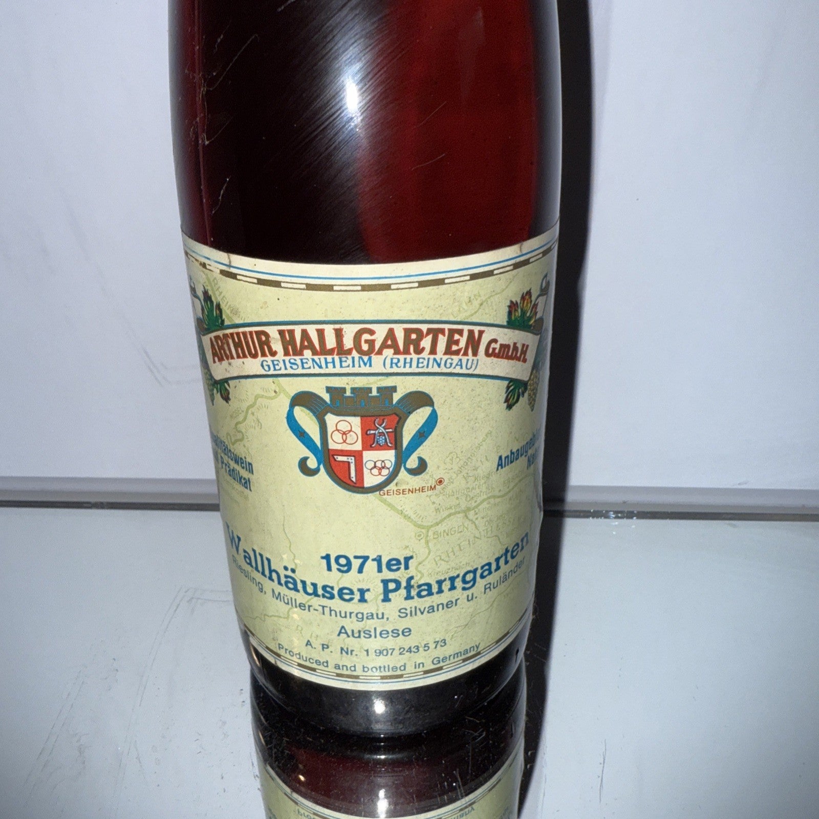1971 Arthur Hallgarten Geisenheimer Wallhäuser Pfarrgarten Riesling Auslese